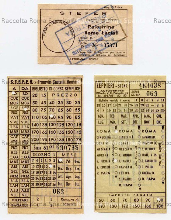 Biglietti vari STEFER