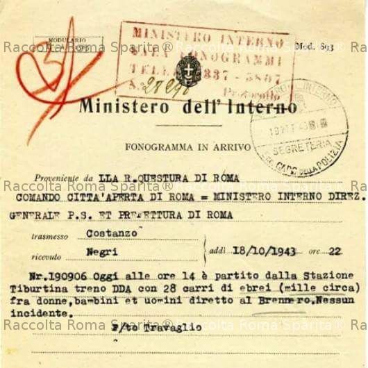 Fonogramma 18 ottobre 1943
